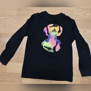 adidas Black Long-Sleeve Tee with Neon Multicolor Graphic